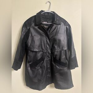 Vintage Wilsons Leather 80’s Black Paisley Trench Coat Size Medium Thinsulate